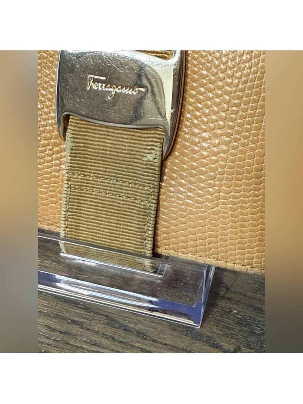 Salvatore Ferragamo Camel/Brown Leather Wallet with Grosgrain Bow Accent - Picture 2 of 9